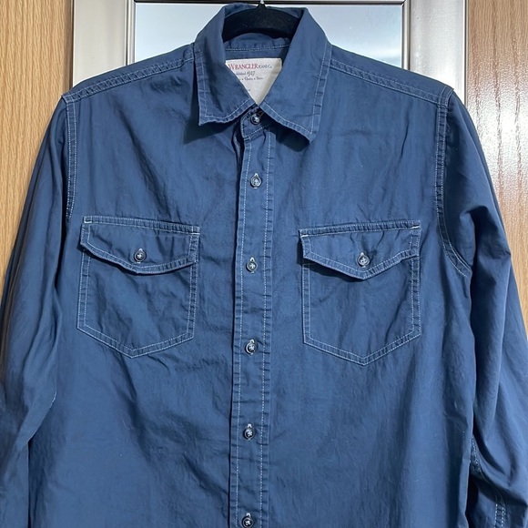 Wrangler button up long sleeve blue Western shirt size Small 2 chest pockets - Picture 2 of 9